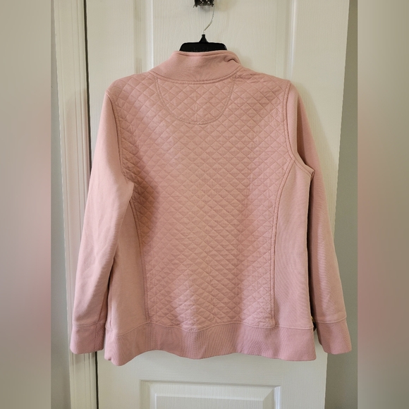 L.L. Bean Women's Quilted Quarter-Zip Pullover Sweatshirt Pink Size Large - Picture 8 of 13